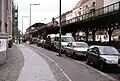 Skalitzer Straße mit U-Bahnhof Görlitzer Bahnhof, Blick von Osten, 1991