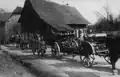 Bespanntes Geschütz im Gefechtseinsatz