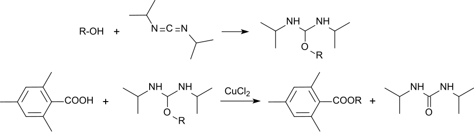 Veresterung von 2,4,6-TMBA mit dem Peptid-Reagenz Diisopropylcarbodiimid