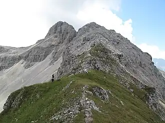 Blick vom Grat auf Vor- und Hauptgipfel