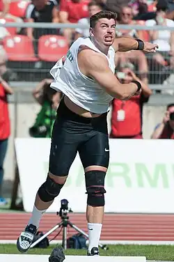 Der deutsche Weltmeister von 2011 und 2013 David&nbsp;Storl musste sich hier mit Platz zehn&nbsp;begnügen
