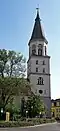 Kirchturm, Blick von Norden aus der Mühlstraße (2017)