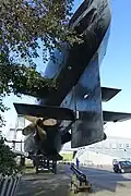 Heckansicht mit Ruder und Torpedorohren