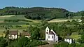 Pfarrhaus, Pfarrscheune, Pfarrkirche und Altes Schulhaus