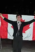 Messing nach dem Gewinn der Silbermedaille bei Skate Canada 2018