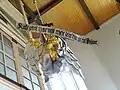 Spruchband statt Posaunendarstellung: Erhebe deine Stimme wie eine Posaune (Jes 58,1&nbsp;LUT). Posaunenengel Stadtkirche Geising