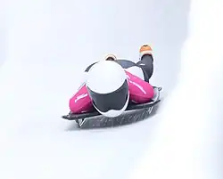 Zhao Dan beim Skeleton-Wettbewerb