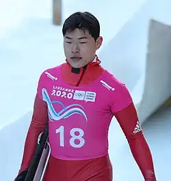 Lee Seo-hyuk beim Skeleton-Wettbewerb