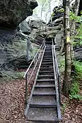 Forststeigmarkierung am Westaufstieg zum Papststein