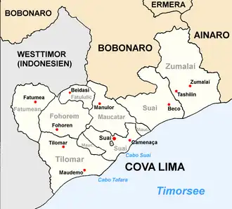 Orte in Cova Lima (Grenzen seit 2019)