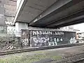 Nördliches Widerlager mit Resten der alten Brücke