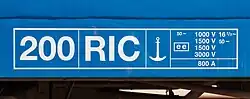 RIC-Raster an einem uneingeschräkt einsetzbaren Liegewagen