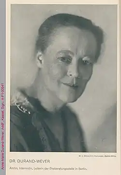 Anne-Marie Durand-Wever (1889–1970), Gynäkologin, Mitbegründerin von Pro Familia (ca. 1930)