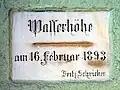Hochwassermarke in Regensburg mit genauem Datum