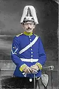 Dragoner des 2. Bad. Dragonerregiments Nr. 21 in Paradeuniform, 1911 (nachkoloriert)
