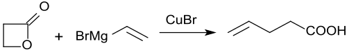 4-Pentensäure aus Propiolacton und Vinylmagnesiumbromid