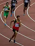 Drittes Semifinale (v.&nbsp;l.&nbsp;n.&nbsp;r.): Jonathan&nbsp;Borlée, Brian&nbsp;Gregan, Mame-Ibra Anne, Donald&nbsp;Sanford