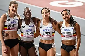 Helena Ponette (links) bei den Hallenweltmeisterschaften 2024 in Glasgow