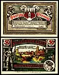 Historische Stadtansicht auf einem Notgeldschein von 1921
