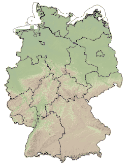Ausbreitung von V. velutina in Deutschland nach Meldungen im Portal GBIF.org 2014 bis 2025 (erzeugt mit QGIS)