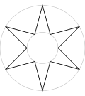 6-zackiger Stern, z.&nbsp;B. in der Stadtflagge von Chicago (USA) '"`UNIQ--postMath-000004A7-QINU`"'