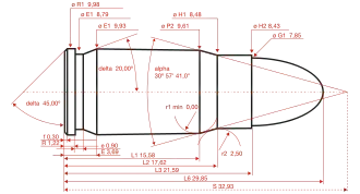 Dimensionierung der Patrone 7,65 × 21 mm Luger