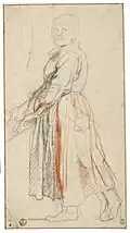 Studie einer Frau, 26,6 x 14,4 cm, Inv. 8439 (Galleria degli Uffizi, Gabinetto Disegni e Stampe), um 1630–1635