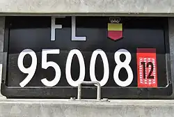 Befristetes Liechtensteiner Kontrollschild im Hochformat, Anhängerschilder erhalten Nummern ab 95000