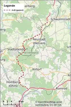 Die beiden letzten Abschnitte von Schwalmstadt über Stadtallendorf bis an die A 5
