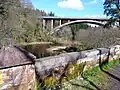 Ballochmyle Bridge (A76) von der Howford Bridge gesehen