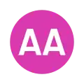 Rundes Liniensignet mit den weißen Großbuchstaben AA in magentarot gefülltem Kreis vor neutralem Hintergrund