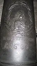 Detail mit Bildnis Christian&nbsp;V. Pietate et Justitia Ao 1687