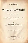 Titelseite seines Buchs Die Kämpfe bei Dyrrhachium und Pharsalus im Jahre 48 v. Chr., 1854