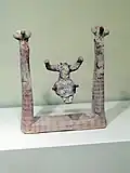 Frau auf einer Schaukel. Agia Triada, Späte Neue Palastzeit (1450–1300 v.&nbsp;Chr.) im archäologischen Museum in Herakleion