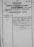 Eintrag seiner Geburt in Paris