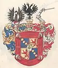 Wappen der Freiherren von Heister (1664) mit drei Helmen