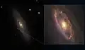 Aufnahme mittels des VLT Survey Telescope und Überlagerung der Millimeterstrahlung, erfasst durch das Atacama Large Millimeter/submillimeter Array