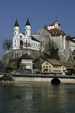 Blick zur Kirche und der Festung