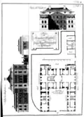 Überarbeiteter Planungsstand von 1788 während der Bauausführung; teilweise schon mit Walmdächern, aber noch mit Seitenflügeln