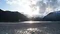 Pittoreske Winterlandschaft am Achensee in Tirol