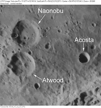 Acosta und die benachbarten Krater Naonobu und Atwood