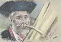 Franz Ulmann mit Tuba, Pastell auf Papier, ca. 1980