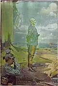 Generalmajor Adam Brandner im Herbst 1914 an der galizischen Front, während eines Sturmangriffs seiner Division.