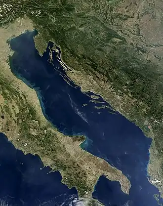 Adriatisches Meer (Ausschnitt aus Karte der NASA)