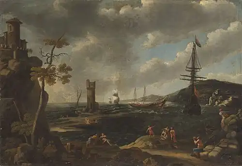 Eine Küstenlandschaft mit Fischern, Privatsammlung