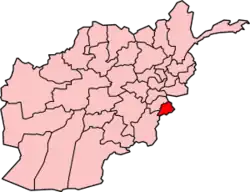 Karte von Afghanistan mit Provinz Chost an der südöstlichen Grenze