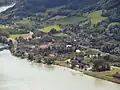 Aggsbach Markt von der Burgruine Aggstein aus gesehen