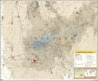 Topografische Karte des Ahaggar-Gebirges