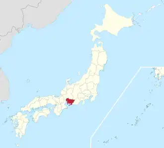 Lage der Präfektur Aichi in Japan