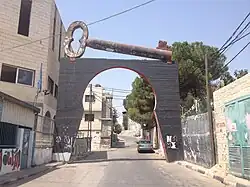 Eingang zum Flüchtlingslager Aida in der Nähe von Bethlehem